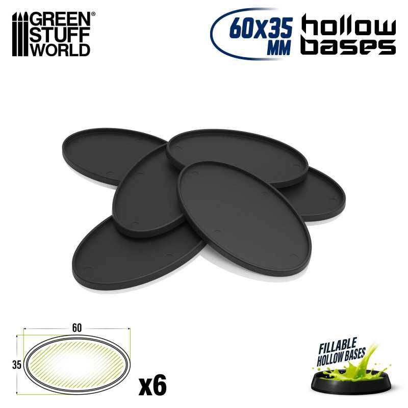 Hollow Plastic Bases - BLACK Oval 60x35mm