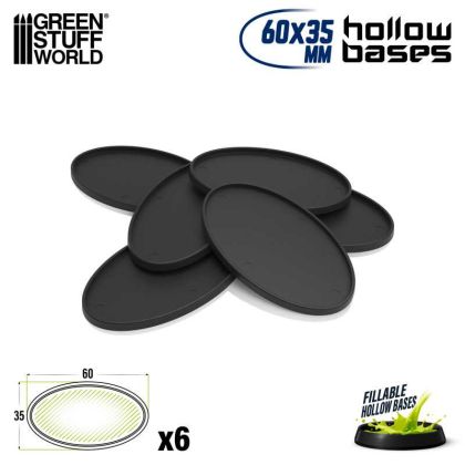 Hollow Plastic Bases - BLACK Oval 60x35mm