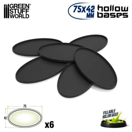 Hollow Plastic Bases - BLACK Oval 75x42mm