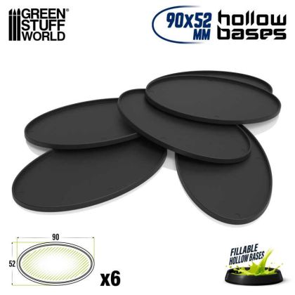 Hollow Plastic Bases - BLACK Oval 90x52mm