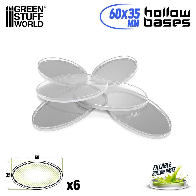 Hollow Plastic Bases -TRANSPARENT - Oval 60x35mm