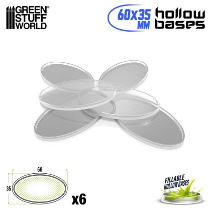 Hollow Plastic Bases -TRANSPARENT - Oval 60x35mm