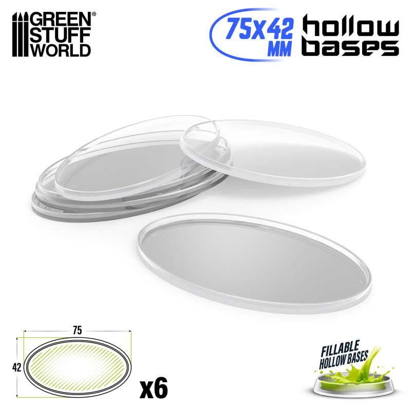 Hollow Plastic Bases -TRANSPARENT - Oval 75x42mm