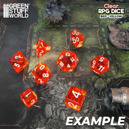 36x D6 12mm Dice - Clear Red/Yellow