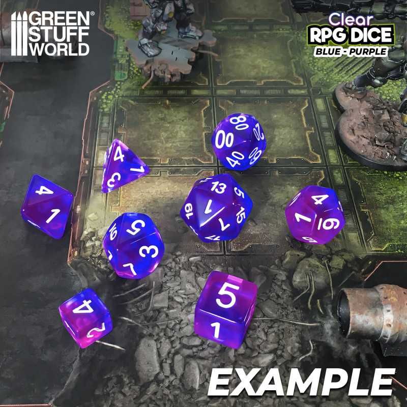 36x D6 12mm Dice - Clear Blue/Purple