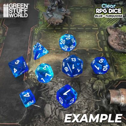 36x D6 12mm Dice - Clear Blue/Turquoise