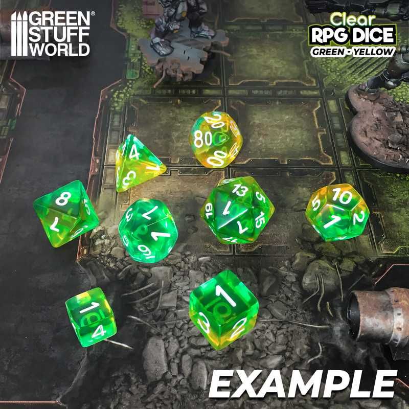 36x D6 12mm Dice - Clear Green/Yellow