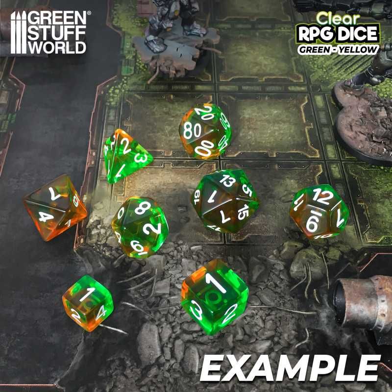 36x D6 12mm Dice - Clear Orange/Green