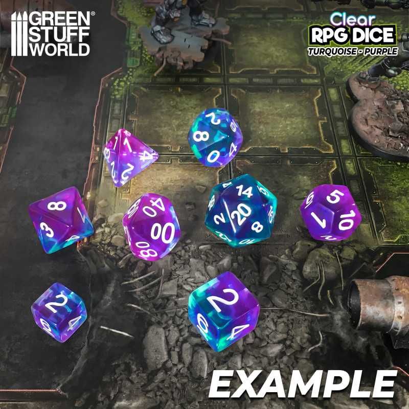 36x D6 12mm Dice - Clear Turquoise/Purple