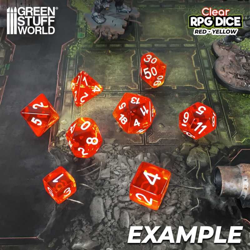 12x D6 16mm Dice - Clear Red/Yellow