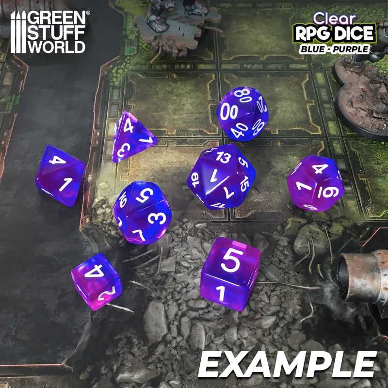 12x D6 16mm Dice - Clear Blue/Purple