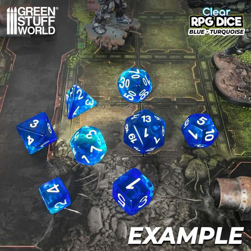 12x D6 16mm Dice - Clear Blue/Turquoise