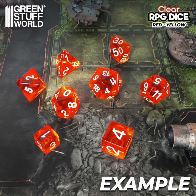 7x Mix 16mm Dice - Clear Red/Yellow