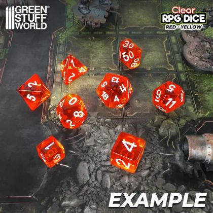 7x Mix 16mm Dice - Clear Red/Yellow