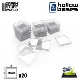 Plastic CLEAR Square Hollow Base 20mm