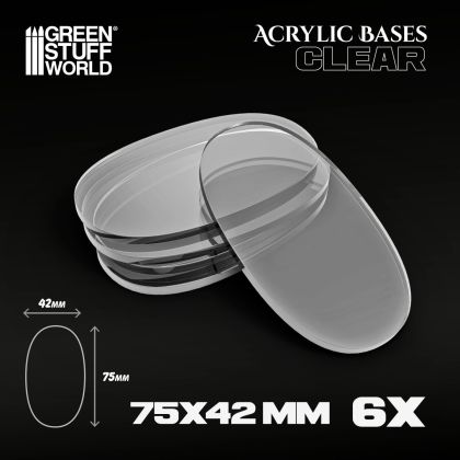 Acrylic Bases - Oval Pill 75x42mm CLEAR