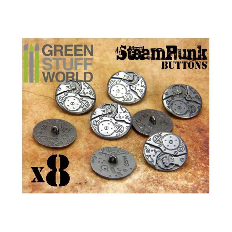 8x Steampunk Buttons WATCH MOVEMENTS - Silver