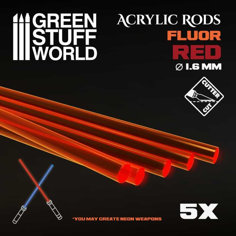 Acrylic Rods - Round 1.6 mm Fluor RED-ORANGE