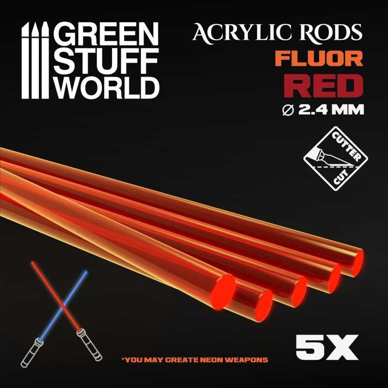 Acrylic Rods - Round 2.4 mm Fluor RED-ORANGE