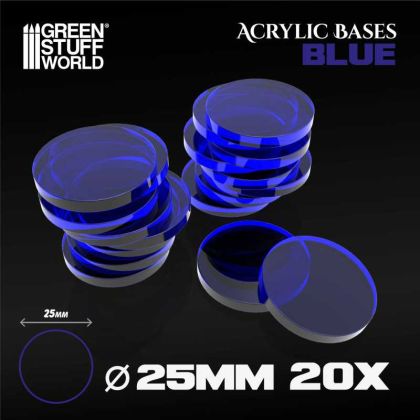 Acrylic Bases - Round 25 mm CLEAR BLUE