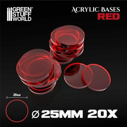 Acrylic Bases - Round 25 mm CLEAR RED