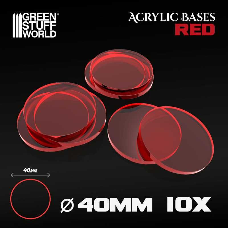 Acrylic Bases - Round 40 mm CLEAR RED