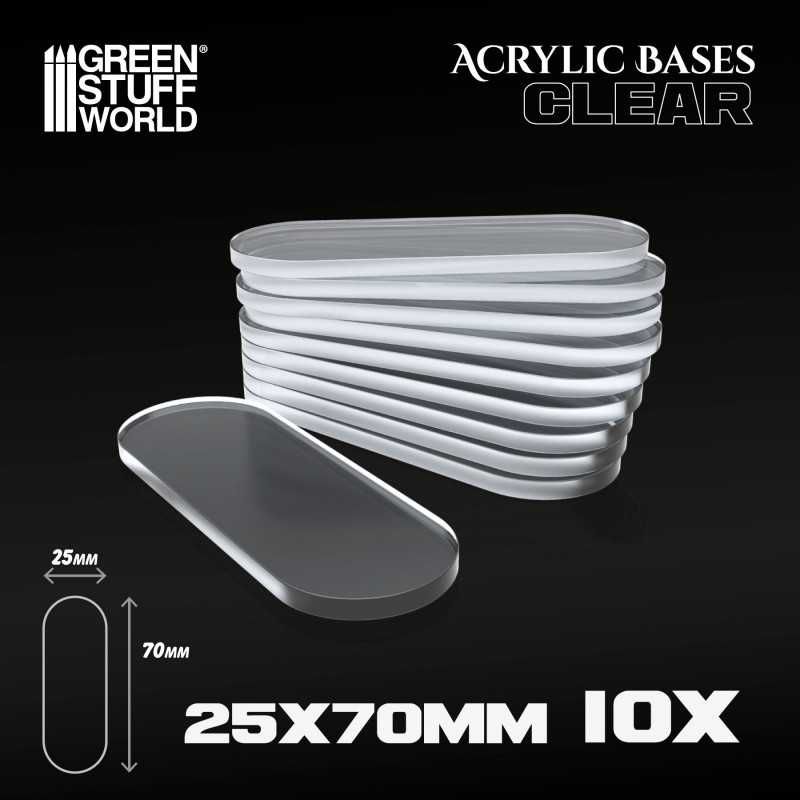 Acrylic Bases - Oval Pill 25x70mm CLEAR