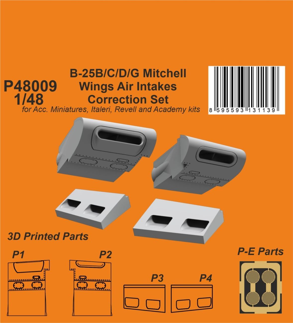1:48 B-25 Mitchell Wings Air Intakes Correction Set