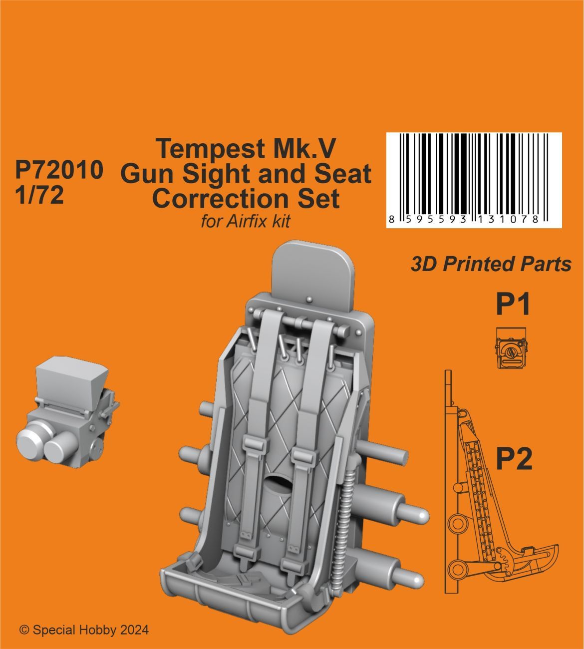 1:72 Tempest Mk.V Gun Sight and Seat Correction Set for Airfix kit