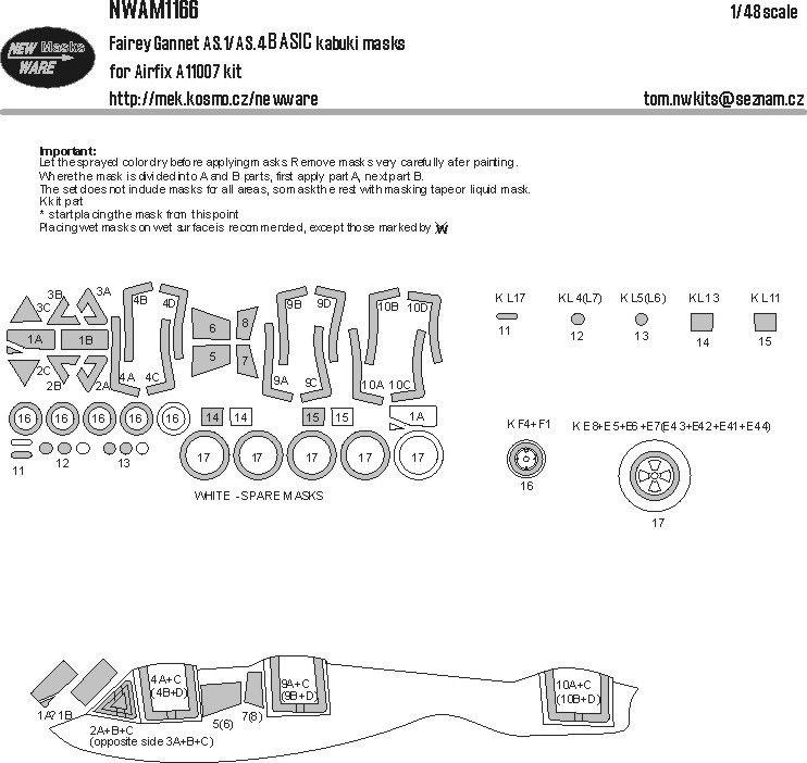 1:48 Fairey Gannet AS.1/AS.4 mask BASIC kabuki masks