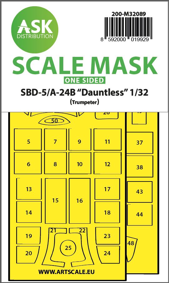 1:32 SBD-5/A-24B Dauntless one-sided express fit mask for Trumpeter