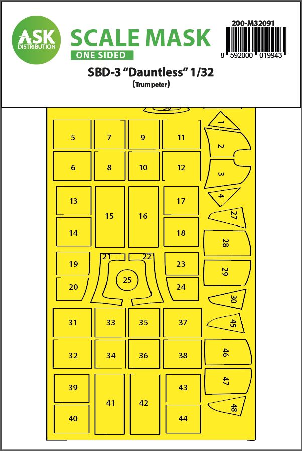 1:32 SBD-3 Dauntless one-sided express fit mask for Trumpeter
