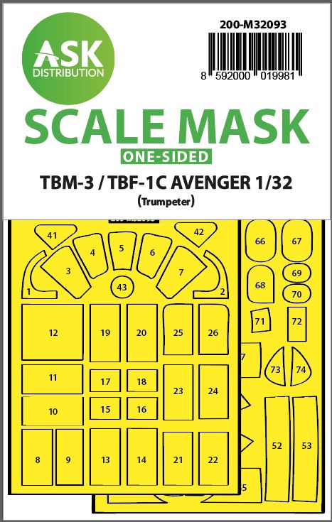 1:32 TBM-3/TBF-1C one-sided express fit mask for Trumpeter