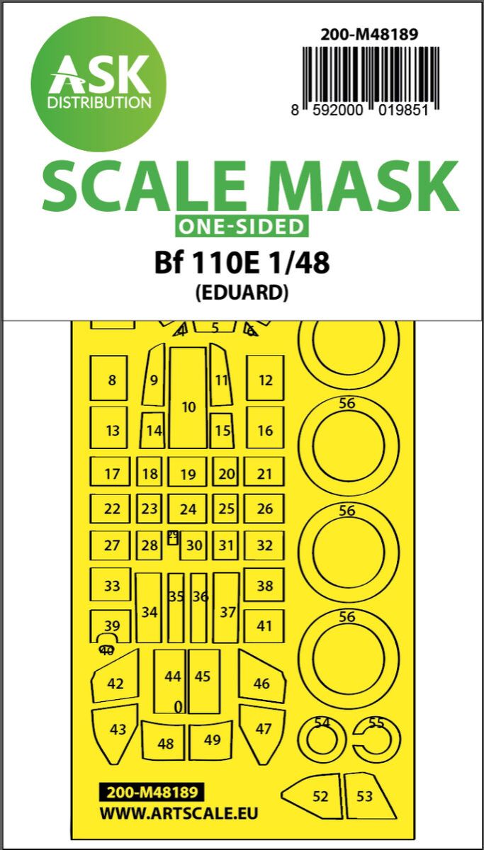 1:48 Messerschmitt Bf 110E one-sided express fit mask for Eduard