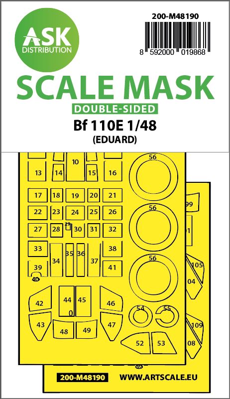 1:48 Messerschmitt Bf 110E double-sided express fit mask for Eduard