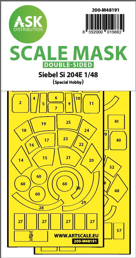 1:48 Siebel Si 204E double-sided realy fit and self adhesive express mask for Special Hobby