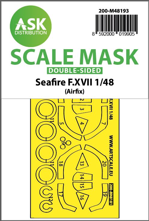 1:48 Seafire F.XVII double-sided fit and self adhesive express mask for Airfix