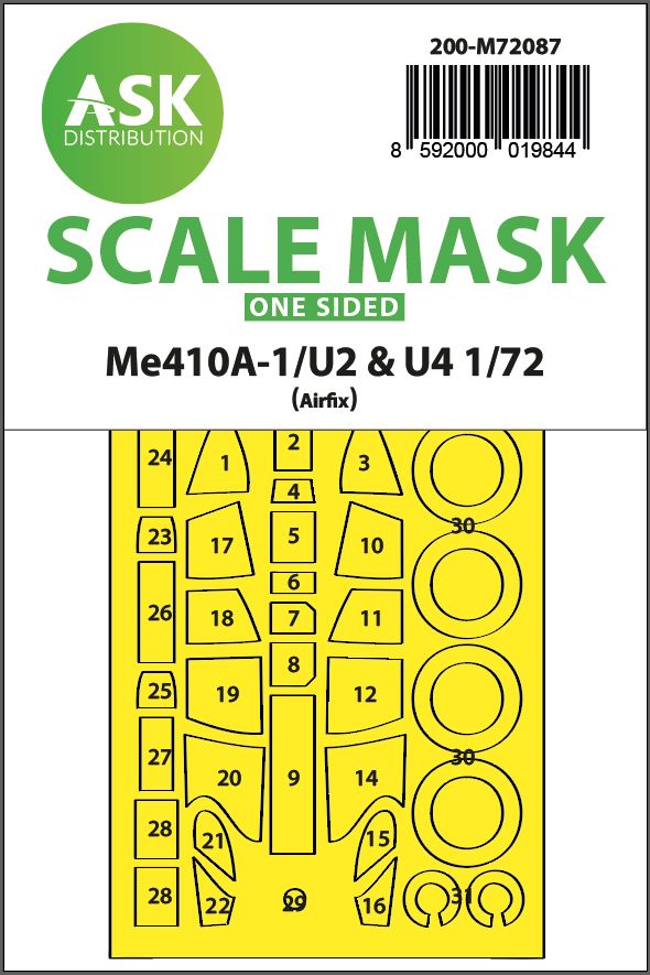 1:72 Messerschmitt Me 410A-1/U2 & U4 one-sided express fit mask for Airfix
