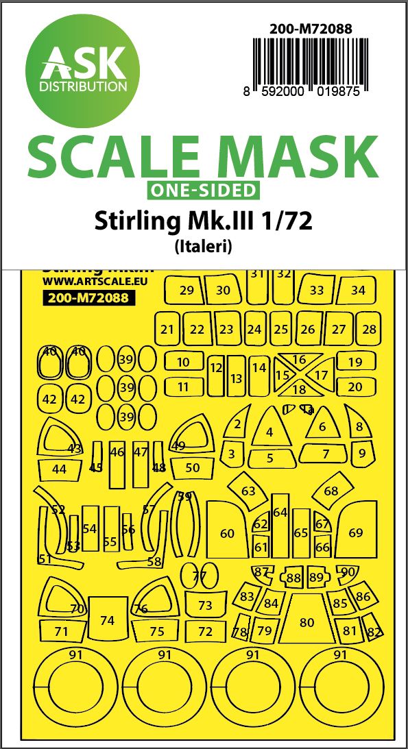 1:72 Stirling Mk.III one-sided express fit mask for Italeri