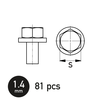 Hexagonal Bolt w/Washer 1.4 mm