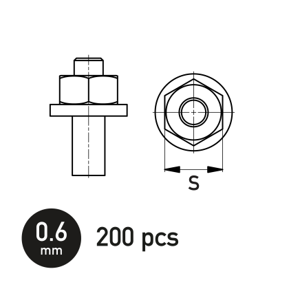 Hexagonal Nut w/Washer 0.6 mm