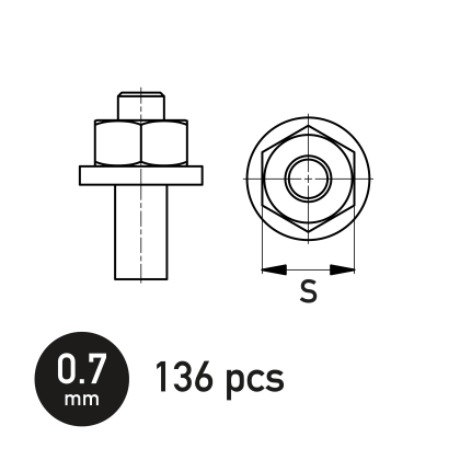 Hexagonal Nut w/Washer 0.7 mm