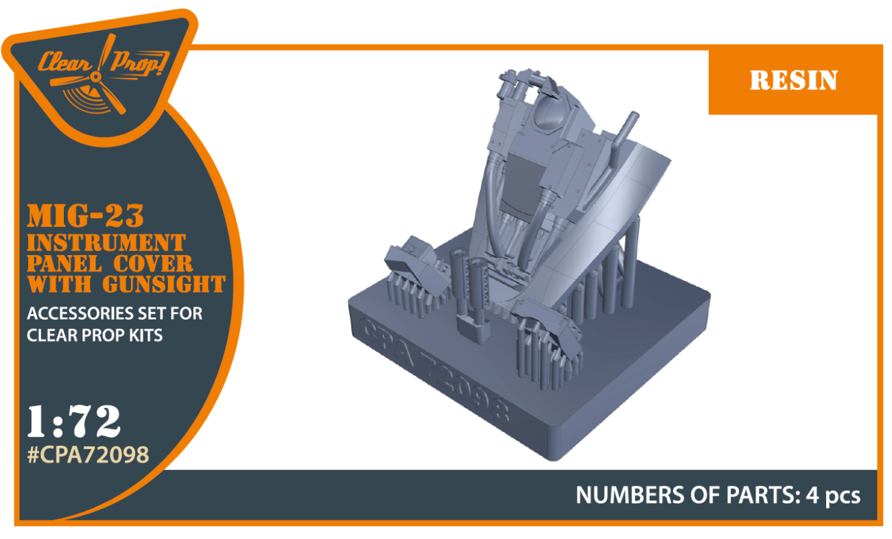 1:72 MiG-23 Instrument panel cover with gunsight for CP kits