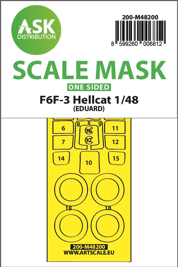 1:48 F6F-3 Hellcat one-sided express fit mask for Eduard