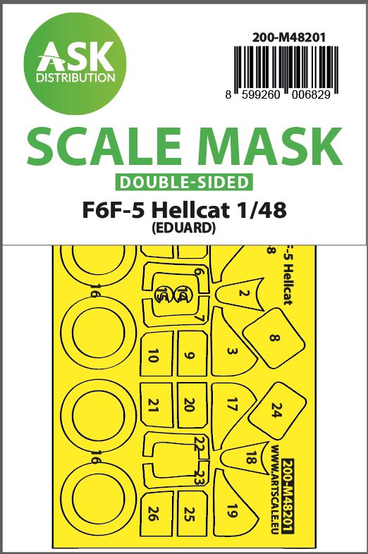 1:48 F6F-5 Hellcat double-sided express fit mask for Eduard