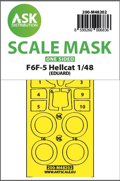 1:48 F6F-5 Hellcat one-sided express fit mask for Eduard