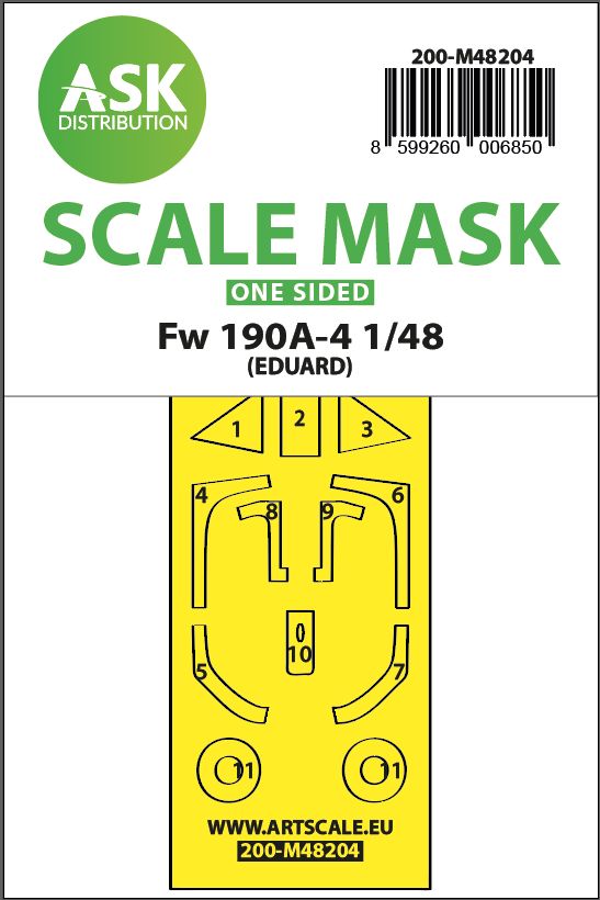 1:48 Fw 190A-4 one-sided express fit mask for Eduard