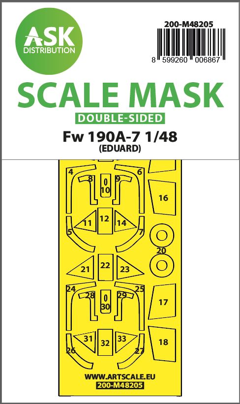 1:48 Fw 190A-7 double-sided express fit mask for Eduard