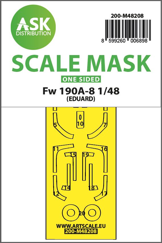 1:48 Fw 190A-8 one-sided express fit mask for Eduard