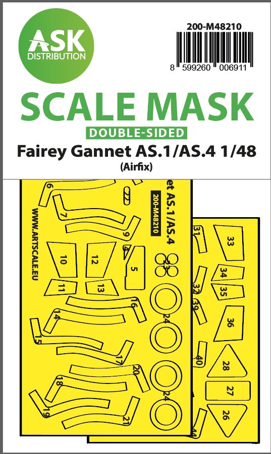 1:48 Fairey Gannet AS.1/AS.4 double-sided fit and self adhesive express mask for Airfix